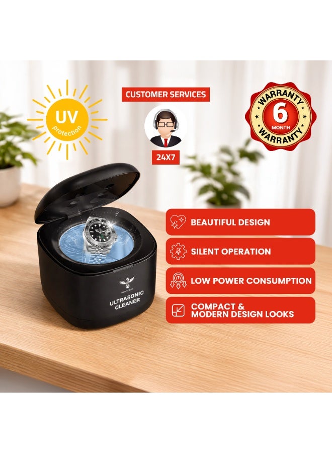 Novitson Premium Ultrasonic Ornaments Cleaner 200ML for Delicate Cleaning Jewellery, Eyewears, Watches and other Ornaments – Black NJC-4020B | Ultrasonic Jewelry Cleaner Machine - Image 4